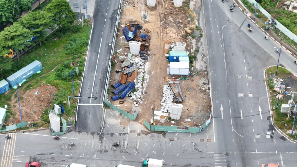 Luchtfoto van een bouwlocatie